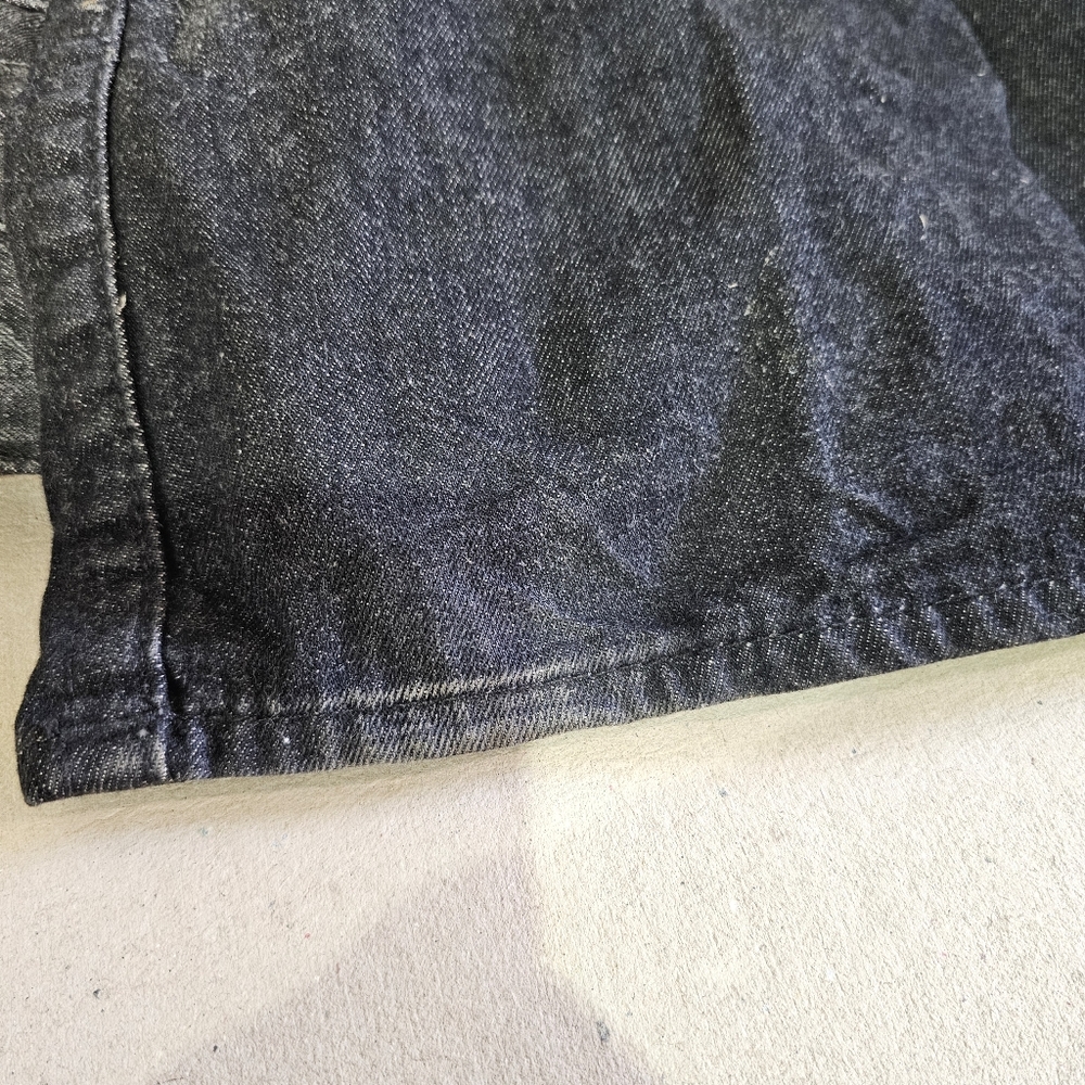 True Religion Straight Leg Jeans Size 32" Inseam 32" Black w/Black Stitch - Picture 7 of 16